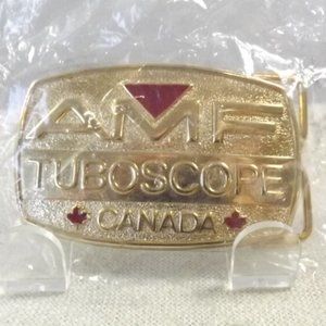 AMF Tuboscope Canada Gold Tone NOS Belt Buckle